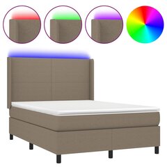 vidaXL atsperu gulta ar matraci, LED, pelēkbrūns audums, 140x190 cm цена и информация | Кровати | 220.lv