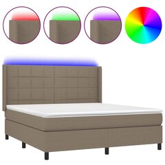 vidaXL atsperu gulta ar matraci, LED, pelēkbrūns audums, 180x200 cm цена и информация | Кровати | 220.lv