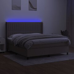 vidaXL atsperu gulta ar matraci, LED, pelēkbrūns audums, 160x200 cm цена и информация | Кровати | 220.lv