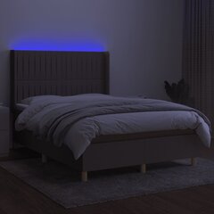 vidaXL atsperu gulta ar matraci, LED, pelēkbrūns audums, 140x190 cm цена и информация | Кровати | 220.lv