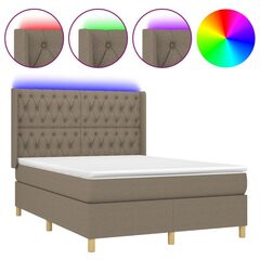 vidaXL atsperu gulta ar matraci, LED, pelēkbrūns audums, 140x190 cm цена и информация | Кровати | 220.lv