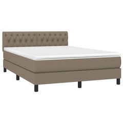 vidaXL atsperu gulta ar matraci, LED, pelēkbrūns audums, 140x190 cm цена и информация | Кровати | 220.lv
