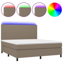 vidaXL atsperu gulta ar matraci, LED, pelēkbrūns audums, 160x200 cm cena un informācija | Gultas | 220.lv
