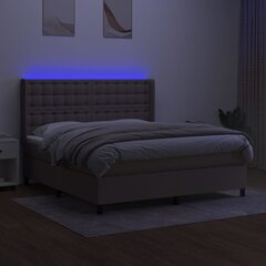 vidaXL atsperu gulta ar matraci, LED, pelēkbrūns audums, 160x200 cm цена и информация | Кровати | 220.lv