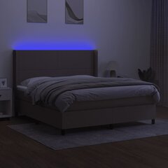 vidaXL atsperu gulta ar matraci, LED, pelēkbrūns audums, 160x200 cm цена и информация | Кровати | 220.lv