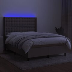 vidaXL atsperu gulta ar matraci, LED, pelēkbrūns audums, 140x200 cm цена и информация | Кровати | 220.lv