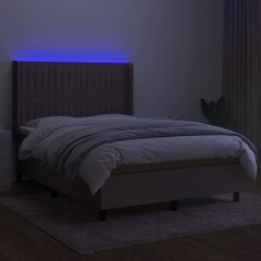 vidaXL atsperu gulta ar matraci, LED, pelēkbrūns audums, 140x190 cm цена и информация | Кровати | 220.lv