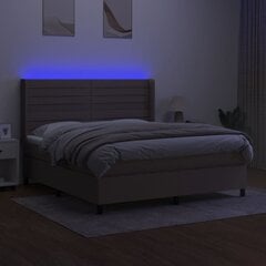 vidaXL atsperu gulta ar matraci, LED, pelēkbrūns audums, 160x200 cm цена и информация | Кровати | 220.lv