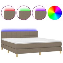 vidaXL atsperu gulta ar matraci, LED, pelēkbrūns audums, 180x200 cm cena un informācija | Gultas | 220.lv