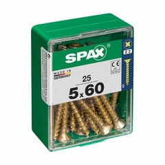 Skrūvju kaste SPAX Koka skrūve Plakana galva (5 x 60 mm) (5,0 x 60 mm) цена и информация | Крепежные изделия | 220.lv