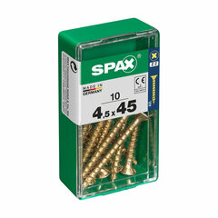 Skrūvju kaste SPAX 4081020450451 Koka skrūve Plakana galva (4,5 x 45 mm) cena un informācija | Stiprinājumi | 220.lv