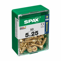 Коробка для винтов SPAX Шуруп Плоская головка (5 x 25 mm) (5,0 x 25 mm) цена и информация | Крепежные изделия | 220.lv