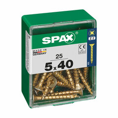 Skrūvju kaste SPAX Koka skrūve Plakana galva (5 x 40 mm) (5,0 x 40 mm) cena un informācija | Stiprinājumi | 220.lv
