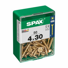 Коробка для винтов SPAX Шуруп Плоская головка (4 x 30 mm) (4,0 x 30 mm) цена и информация | Крепежные изделия | 220.lv