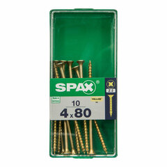 Коробка для винтов SPAX 4081020400802 Шуруп Плоская головка (4 x 80 mm) (4,0 x 80 mm) цена и информация | Крепежные изделия | 220.lv