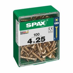 Коробка для винтов SPAX Шуруп Плоская головка (4 x 25 mm) (4,0 x 25 mm) цена и информация | Крепежные изделия | 220.lv