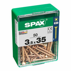 Коробка для винтов SPAX Шуруп Плоская головка (3,5 x 35 mm) цена и информация | Для укрепления | 220.lv