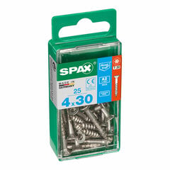 Skrūvju kaste SPAX 4197000400301 Koka skrūve Plakana galva (4 x 30 mm) (4,0 x 30 mm) cena un informācija | Stiprinājumi | 220.lv