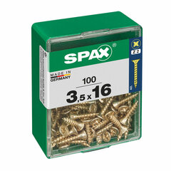 Skrūvju kaste SPAX Koka skrūve Plakana galva (3,5 x 16 mm) cena un informācija | Stiprinājumi | 220.lv