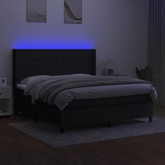 vidaXL atsperu gulta ar matraci, LED, melns audums, 180x200 cm цена и информация | Кровати | 220.lv