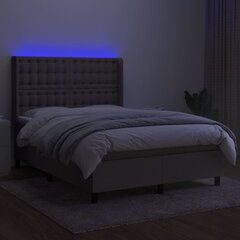 vidaXL atsperu gulta ar matraci, LED, pelēkbrūns audums, 140x190 cm cena un informācija | Gultas | 220.lv