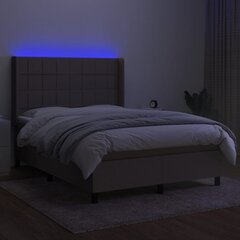 vidaXL atsperu gulta ar matraci, LED, pelēkbrūns audums, 140x190 cm цена и информация | Кровати | 220.lv