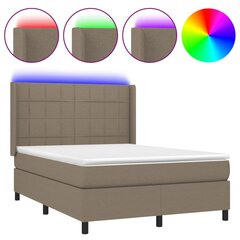 vidaXL atsperu gulta ar matraci, LED, pelēkbrūns audums, 140x190 cm цена и информация | Кровати | 220.lv