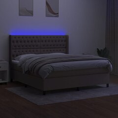 vidaXL atsperu gulta ar matraci, LED, pelēkbrūns audums, 180x200 cm цена и информация | Кровати | 220.lv