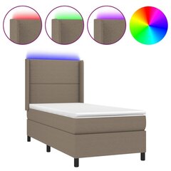 vidaXL atsperu gulta ar matraci, LED, pelēkbrūns audums, 90x190 cm цена и информация | Кровати | 220.lv