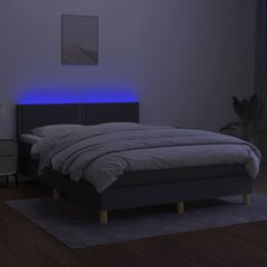 vidaXL atsperu gulta ar matraci, LED, tumši pelēks audums, 140x190 cm cena un informācija | Gultas | 220.lv