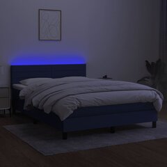 vidaXL atsperu gulta ar matraci, LED, zils audums, 140x190 cm cena un informācija | Gultas | 220.lv