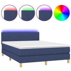vidaXL atsperu gulta ar matraci, LED, zils audums, 140x190 cm cena un informācija | Gultas | 220.lv