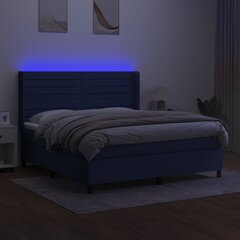 vidaXL atsperu gulta ar matraci, LED, zils audums, 180x200 cm цена и информация | Кровати | 220.lv