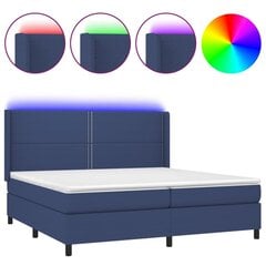 vidaXL atsperu gulta ar matraci, LED, zils audums, 200x200 cm цена и информация | Кровати | 220.lv