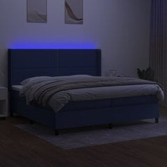 vidaXL atsperu gulta ar matraci, LED, zils audums, 200x200 cm cena un informācija | Gultas | 220.lv