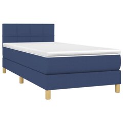 vidaXL atsperu gulta ar matraci, LED, zils audums, 90x190 cm cena un informācija | Gultas | 220.lv