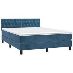 vidaXL atsperu gulta ar matraci, LED, tumši zils samts, 140x190 cm цена и информация | Кровати | 220.lv