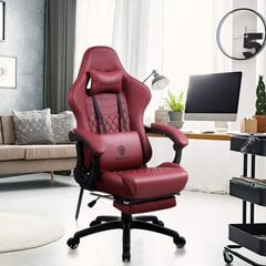 Dowinx spēļu krēsla biroja krēsls ergonomisks PC krēsls ar masāžas jostas atbalstu, sacīkšu stils PU ādas augsta aizmugures regulējams rotējošais krēsls ar kāju balstu (Ziemassvētki sarkani) цена и информация | Офисные кресла | 220.lv