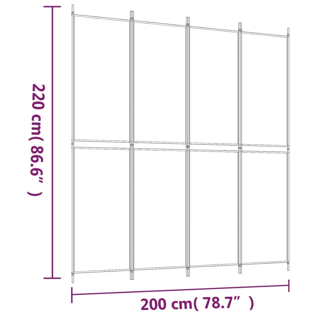 vidaXL 4-paneļu istabas aizslietnis, 200x220 cm, brūns audums cena un informācija | Aizslietņi | 220.lv