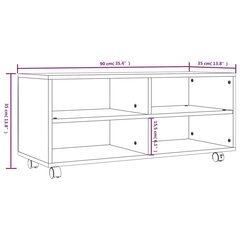 vidaXL TV skapītis ar ritenīšiem, ozola, 90x35x35cm, inženierijas koks цена и информация | Тумбы под телевизор | 220.lv