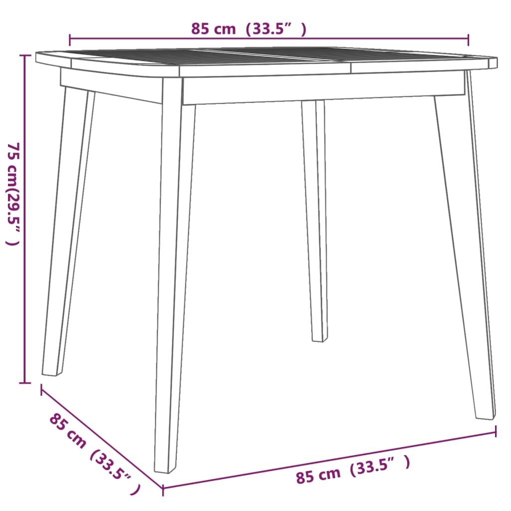 vidaXL dārza galds, 85x85x75 cm, akācijas masīvkoks cena un informācija | Dārza galdi | 220.lv