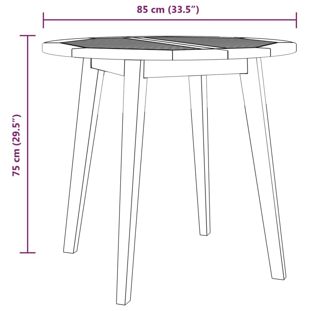 vidaXL dārza galds, Ø85x75 cm, akācijas masīvkoks cena un informācija | Dārza galdi | 220.lv