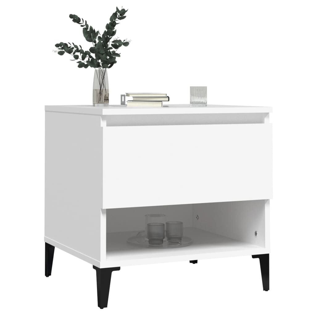vidaXL galdiņš, balts, 50x46x50 cm, inženierijas koks cena un informācija | Žurnālgaldiņi | 220.lv