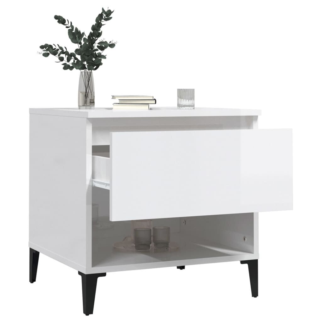 vidaXL galdiņš, spīdīgi balta, 50x46x50 cm, inženierijas koks cena un informācija | Žurnālgaldiņi | 220.lv