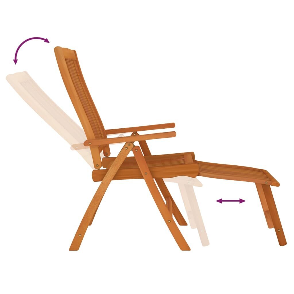 vidaXL saliekami dārza krēsli ar kāju balstu, 2 gab., eikalipta koks цена и информация | Dārza krēsli | 220.lv