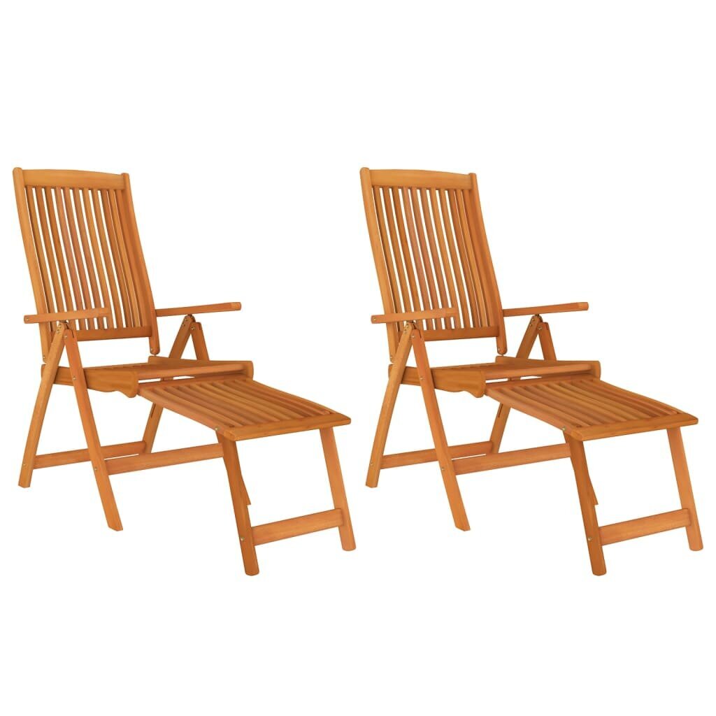 vidaXL saliekami dārza krēsli ar kāju balstu, 2 gab., eikalipta koks cena un informācija | Dārza krēsli | 220.lv