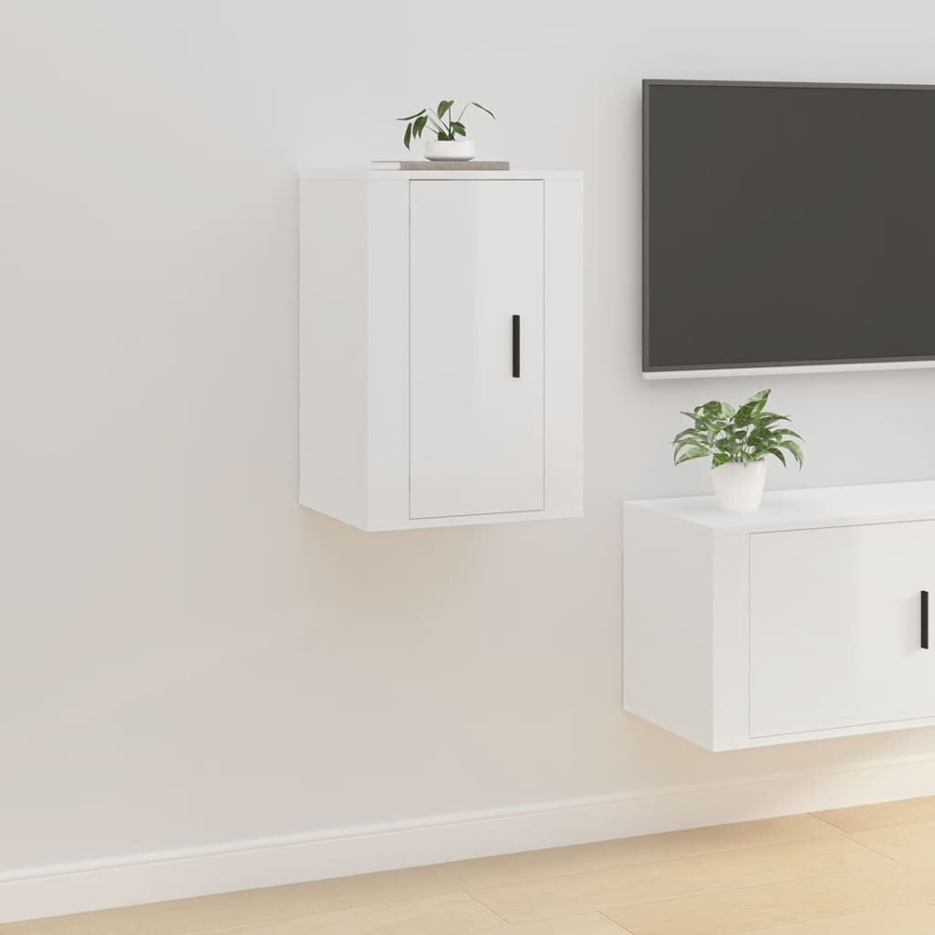 vidaXL sienas TV skapīši, 2 gab., spīdīgi balti, 40x34,5x60 cm cena un informācija | TV galdiņi | 220.lv