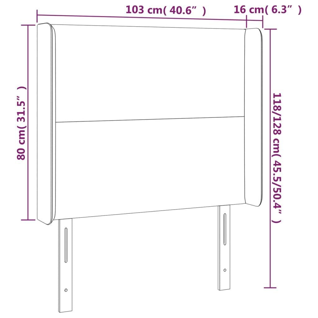 vidaXL gultas galvgalis ar LED, 103x16x118/128 cm, kapučīno cena un informācija | Gultas | 220.lv