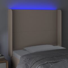 vidaXL gultas galvgalis ar LED, 103x16x118/128 cm, kapučīno cena un informācija | Gultas | 220.lv
