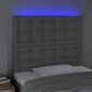 vidaXL gultas galvgalis ar LED, 100x5x118/128 cm, gaiši pelēks audums cena un informācija | Gultas | 220.lv